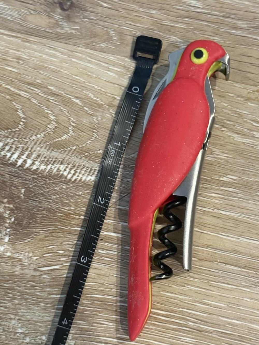 TRUE ZOO Corkatoo Parrot Waiters Corkscrew Wine Key Opener - Red